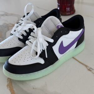 Nike Air Jordan’s Black and White Shoes with Purple Accent- Glow in the Dark